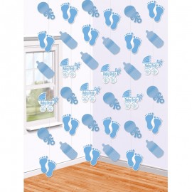 6 Decorativos Pendentes Baby Shower Boy com Formas