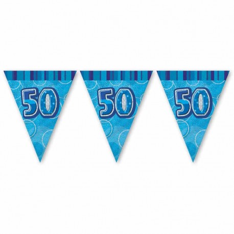 Banderín 50 Años Azul Glitz