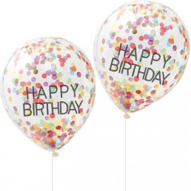 Balões Feliz Aniversário de Confettis Sortidos 30cm