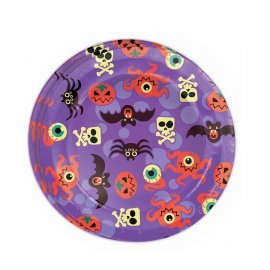 8 Pratos Halloween Divertido 23 cm