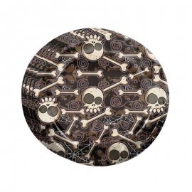 8 Pratos Caveira Halloween 23 cm