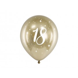 6 balões 18 anos de ouro 30 cm
