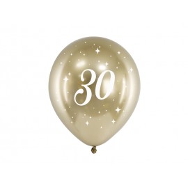 6 balões 30 anos de ouro 30 cm
