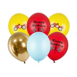 6 Balões de feliz aniversário 30 cm
