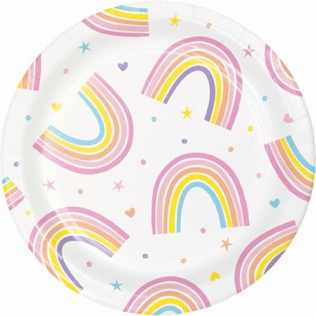 8 Platos Happy Rainbow 18 cm