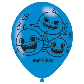 6 balões de tubarão para bebês de látex 27 cm