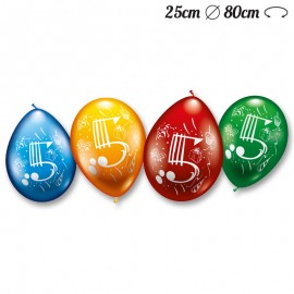 Balões Número 5 Redondos M02 25 cm