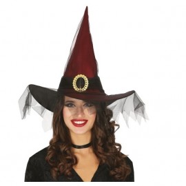 Chapéu de bruxa Garnet com véu