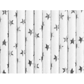 10 canudos de papel com estrelas