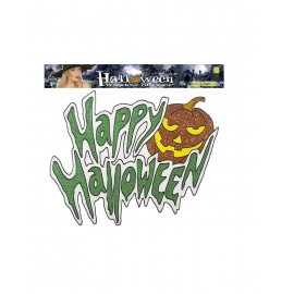 Pegatina Calabaza Happy Halloween con Purpurina