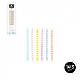 12 velas retas com listras 14,5 cm
