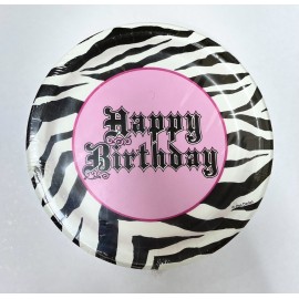 8 feliz aniversário rosa zebra 18 cm pratos 18 cm