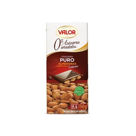 5 Tabletas Chocolate Valor Choco Puro Almendra Sin Azúcar