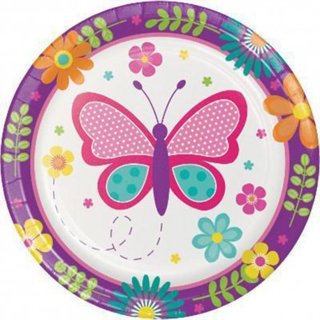 8 Platos Mariposas 18 cm