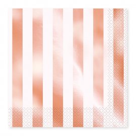 16 Guardanapos Listras Rosa Gold