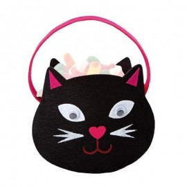 Bolso Porta Caramelos Gatito Negro Fieltro Con Ojos Moviles