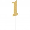 DECORACION PASTEL NUM. 1 ORO GLITTER