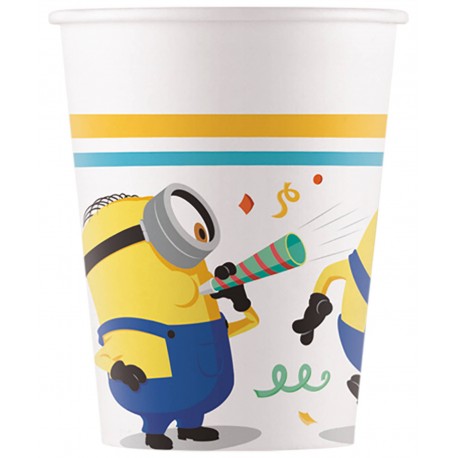 8 Vasos Minions de Papel 200 ml