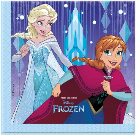 20 Servilletas Infantiles Frozen Copos de Nieve 33 cm