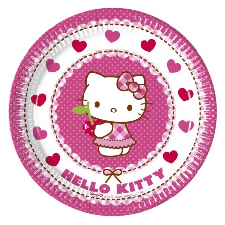 8 Pratos Hello Kitty 20 cm