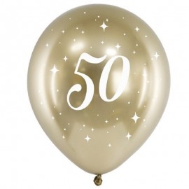 6 balões 50 anos dourados 30 cm