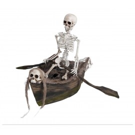 Esqueleto em barco com movimento de 37x17 cm