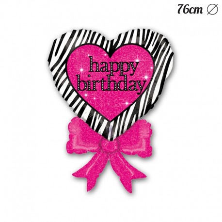 Globo Happy Birthday Lazo Foil Corazón 76 cm