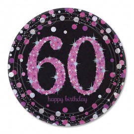 8 Platos 60 Años Elegant Pink 18 cm