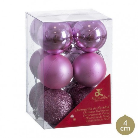 12 bolas rosa decoração de natal 4 x 4 x 4 cm