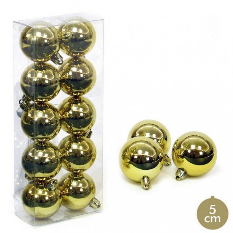 10 Bolas de ouro de ouro decoração de natal 5 x 5 x 5 cm