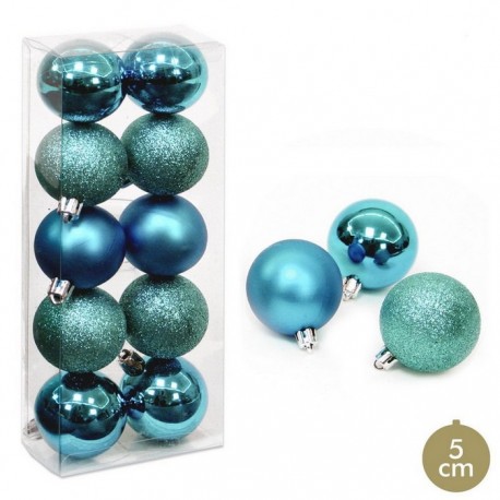 10 bolas azuis decoração de natal 5 x 5 x 5 cm
