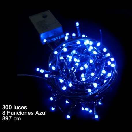 300 luzes LED 8 funções azuis 897 cm