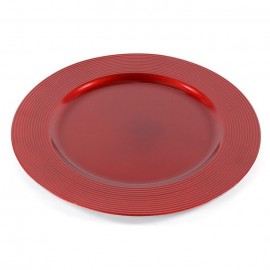 Prato de Plástico Vermelho Baixo 33 x 33 x 1,50 cm