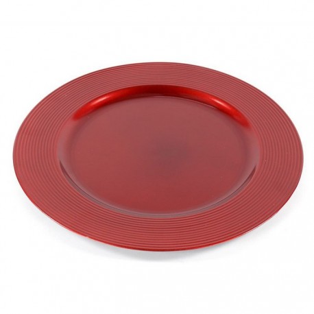 Prato de Plástico Vermelho Baixo 33 x 33 x 1,50 cm