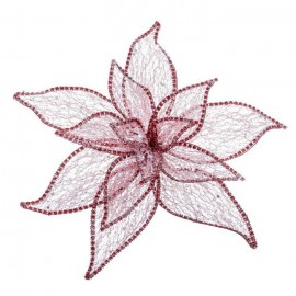 Poinsettia com clipe de organza vermelha 30 cm