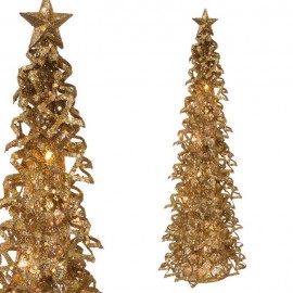 Árvore com 10 luzes de ouro 15 x 15 x 50 cm