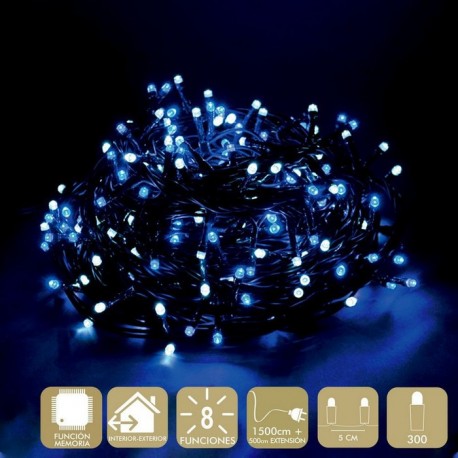 300 luzes LED 8 funções White and Blue Chain 1500cm