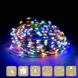 100 Micro LED 8 Funções Multicolor 1000 cm Chain