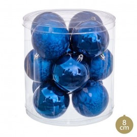 12 bolas azuis 8 x 8 x 8 cm