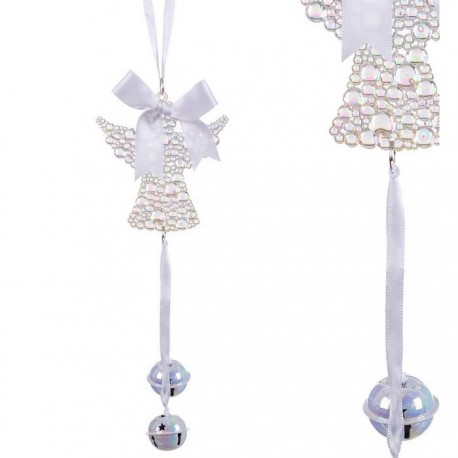 Pingente de Anjo de Plástico Jingle Bells 20 Cm Com Laço