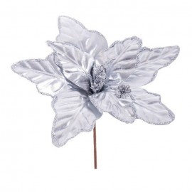 Poinsettia prata metálica 23 x 28 cm