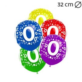 Balões Número 0 Redondos 32 cm