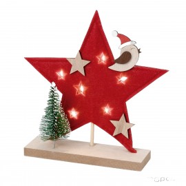 Estrela de Natal vermelha com luzes LED de 20 cm