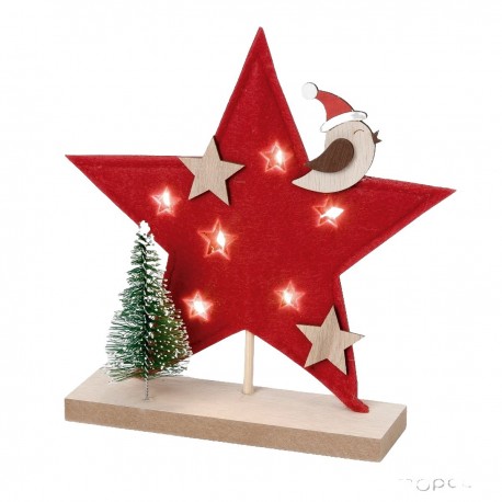 Estrela de Natal vermelha com luzes LED de 20 cm