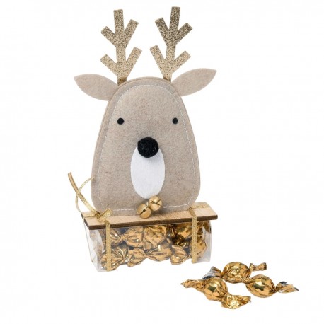 Figura de feltro de rena de Natal com 12 Crokis Golden 12x19.5cm