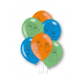 6 Globos Bluey de Látex 27 cm