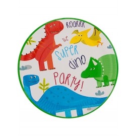 8 Pratos Dinosaurs Party 23 cm
