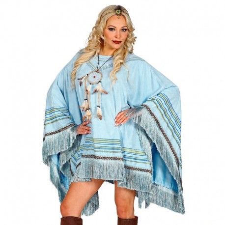 Disfraz de Poncho Gamuzado Azul