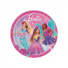 8 pratos de papelão Barbie 23 cm