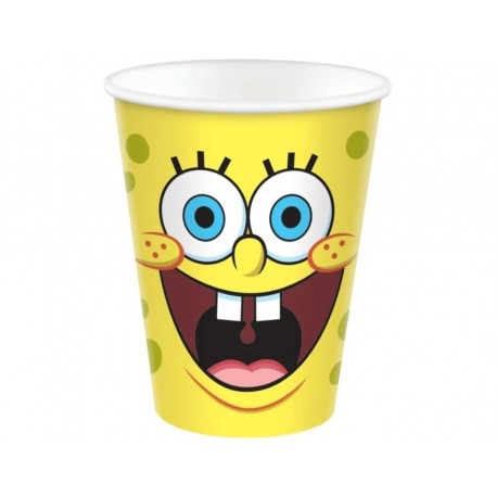 8 Vasos Bob Esponja de Cartón 200 ml